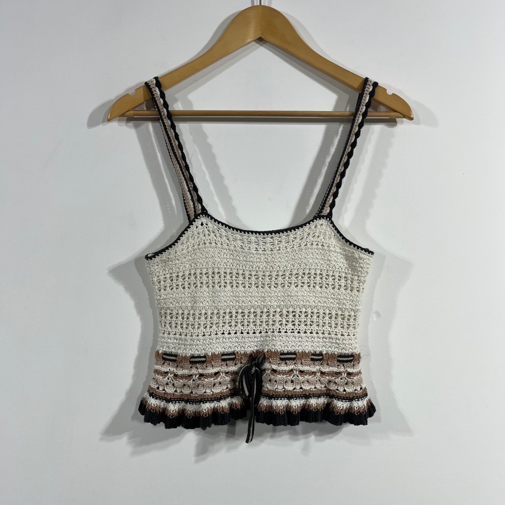 American Eagle Boho Festival Crochet Camisole Top Small Concert Peplum Retro